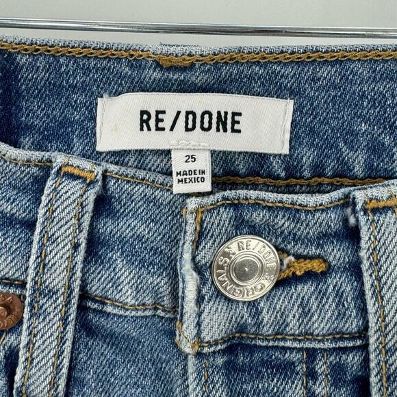 RE/Done Comfort Stretch High Rise 70s Stove Pipe Jean Straight Blue Size 25 NWT - Picture 9 of 11